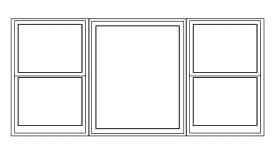 Center fixed with flankers double-hung window center fixed with double-hung flankers