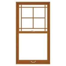 12-Lite Prairie Brown wood double-hung window with divided upper sash (muntins) and plain lower sash