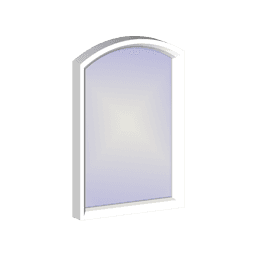 Arch Head Arched-top single-pane window with white frame and light-tinted glass
