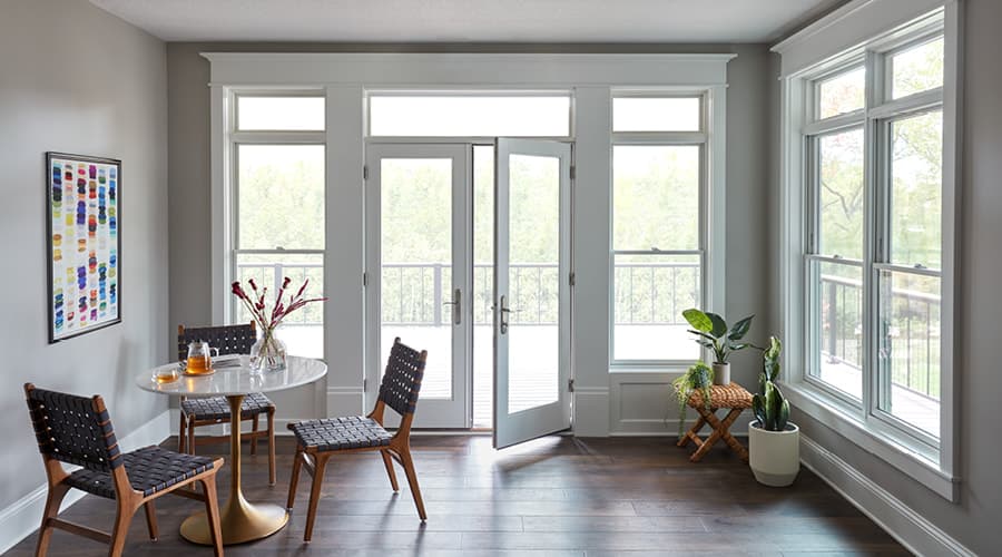 White Double Hinged French Doors in White Den