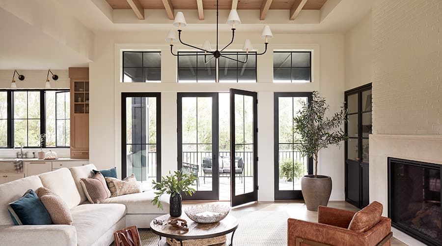 lifestyle hinged patio door two large windows on each side
