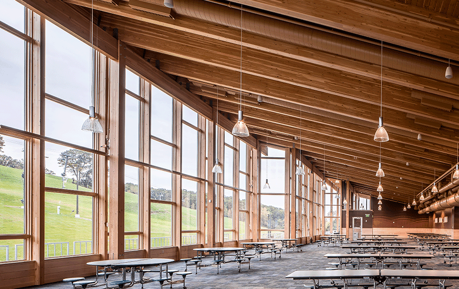 hyland architectural building full wall of fixed fiberglass windows