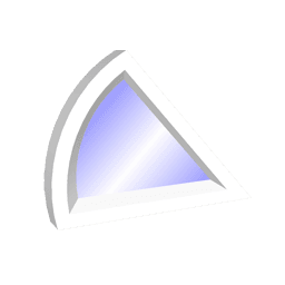 Pie Toroid Glossy triangular blue glass icon with white frame and subtle drop shadow
