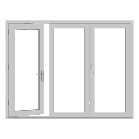 Illustration of slightly opened folding glass doors