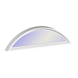 Chord Half-round arched transom window with white frame and blue-tinted glass