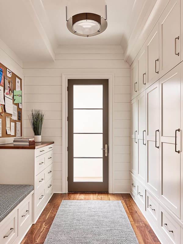Single Brown French Door in Entryway