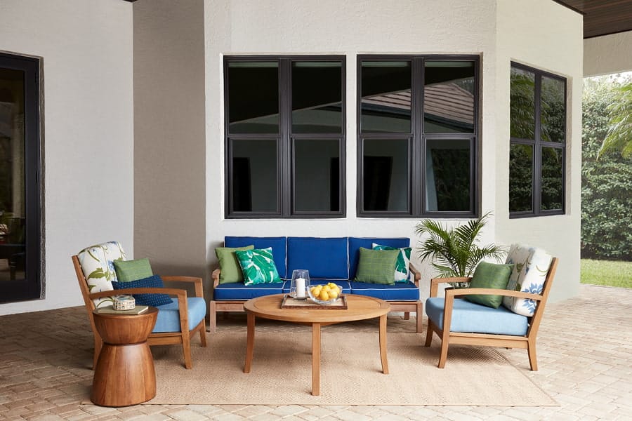 Dark Double-Hung Windows with outdoor space