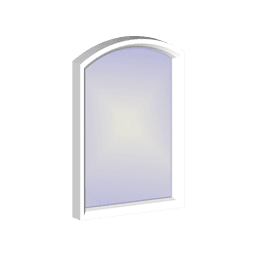 Arch Head Arched-top single-pane window with white frame and light-tinted glass