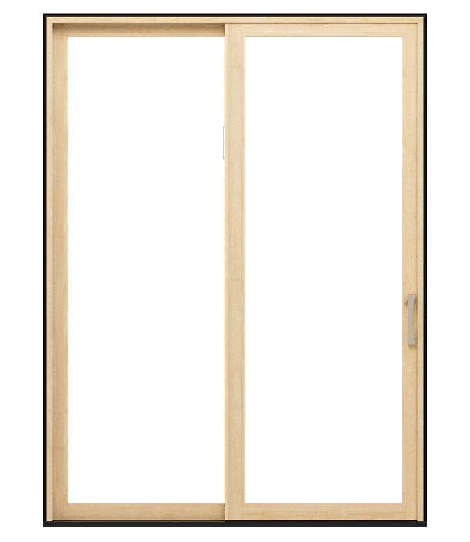 natural wood lifestyle sliding patio door with blinds